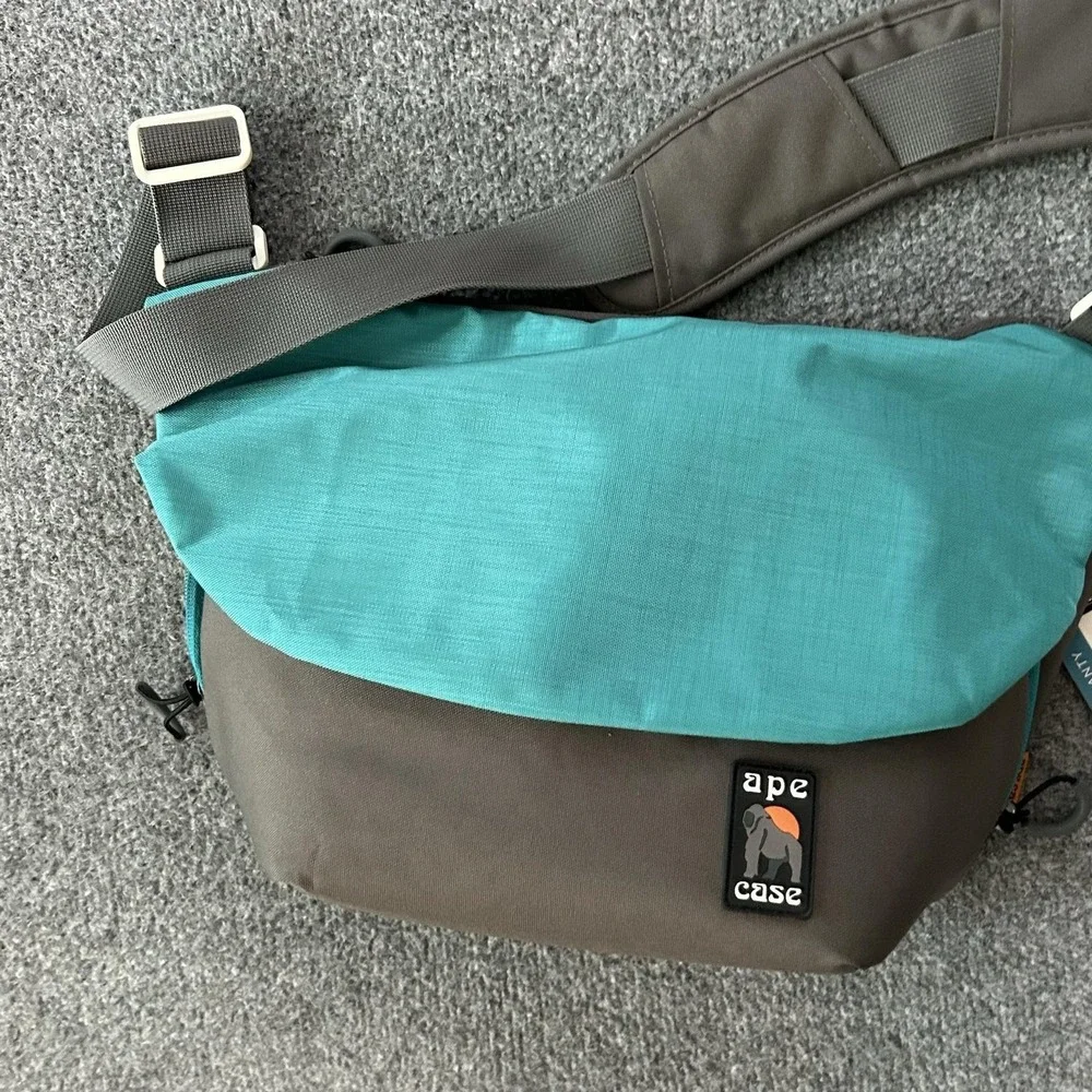 Ape Case AC580T Large Tech Messenger Bag Gray Teal DSLR Camera Padded Strap